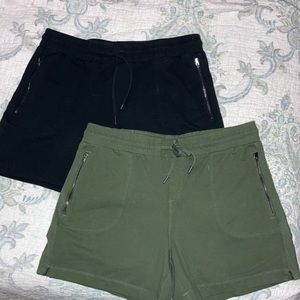 2 shorts Ladies sz Medium Green/Black